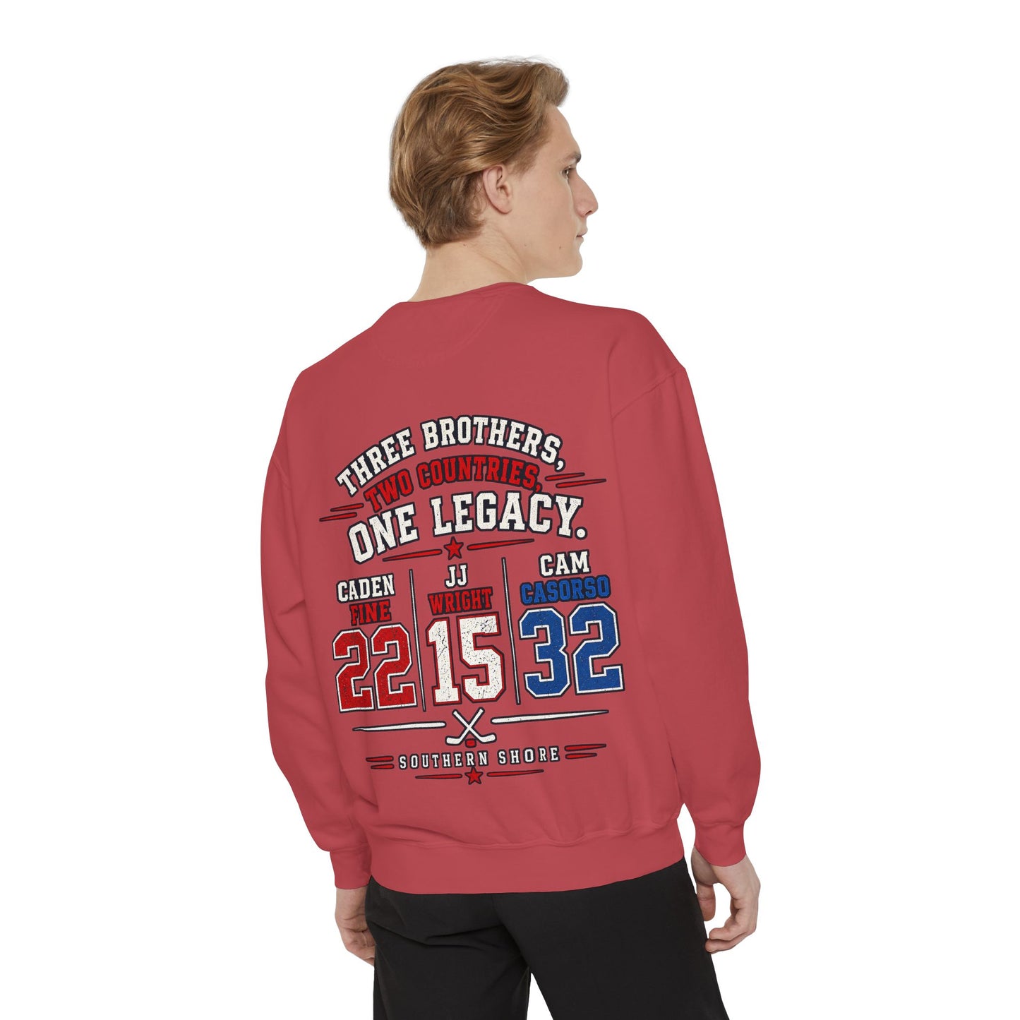 Three Brothers One Legacy Sweatshirt — Personalized Sports Name & Number Crewneck