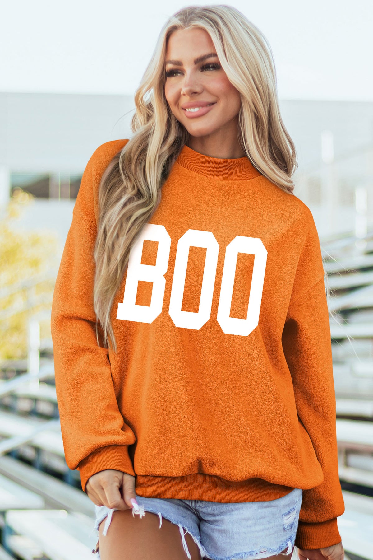 Southern Shore SPOOKY/ BOO Double Side Print Halloween Reversible Mock Neck Sweatshirt