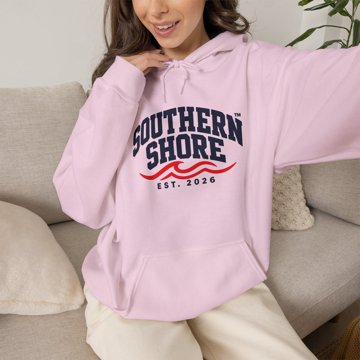Southern Shore Hoodie — Coastal Vintage Logo Pullover (Est. 2026)