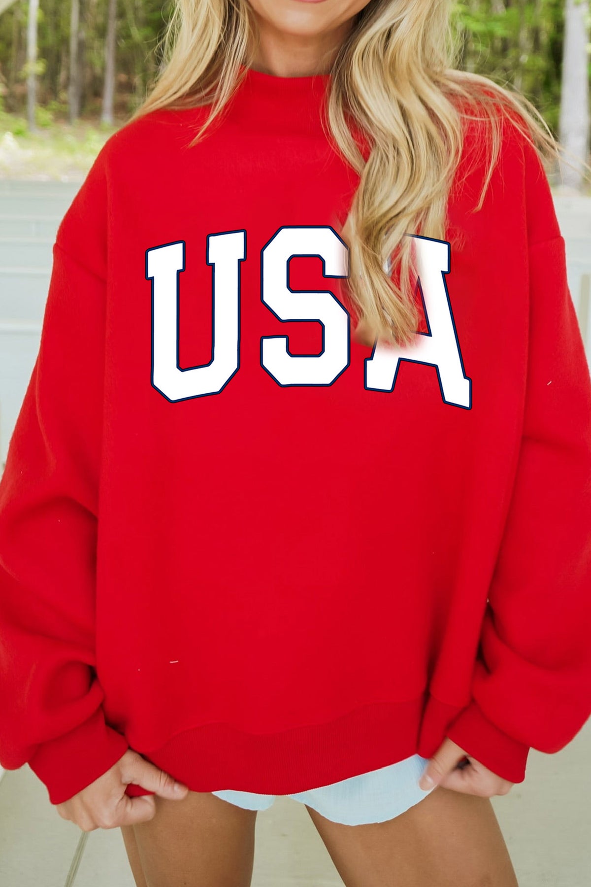 Southern Shore  American Flag/ USA Reversible Mock Neck Sweatshirt
