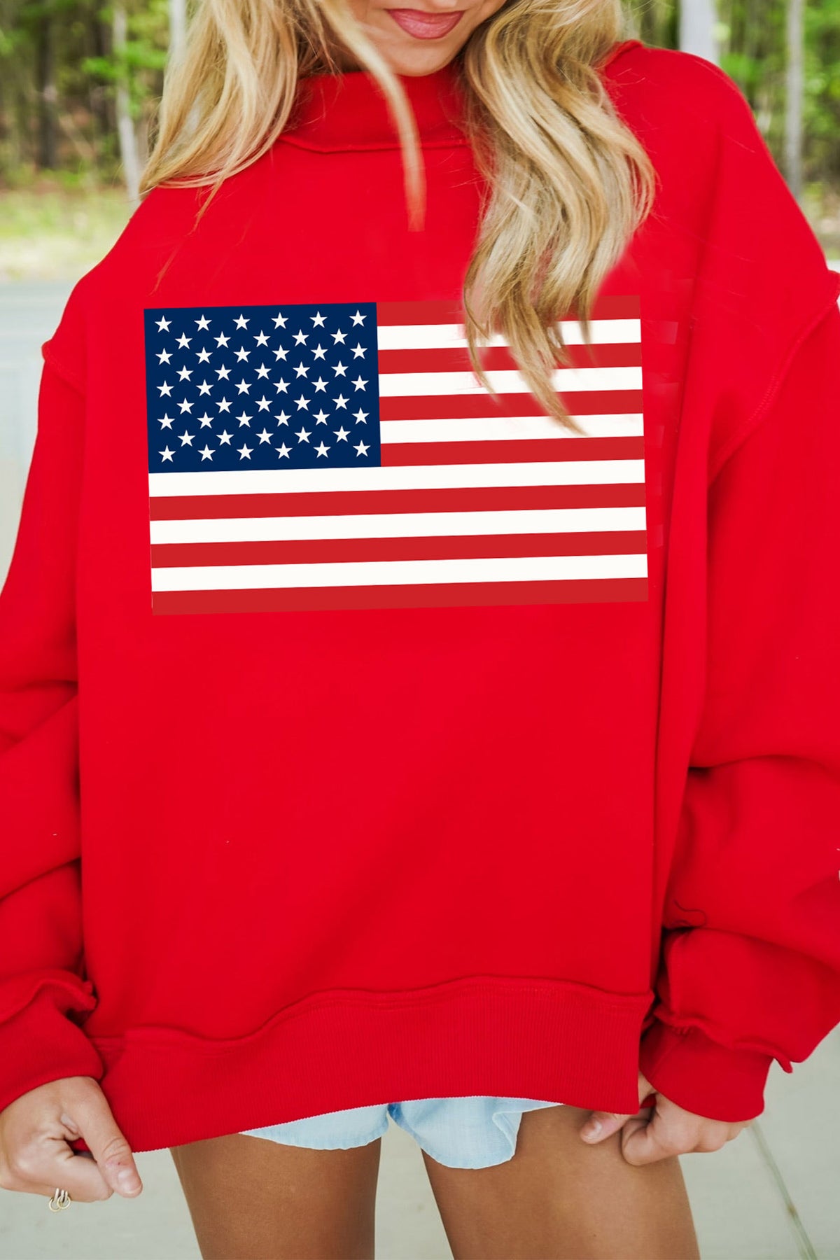 Southern Shore  American Flag/ USA Reversible Mock Neck Sweatshirt