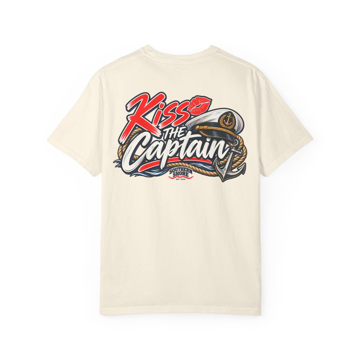 Kiss the Captain Graphic T-Shirt — Nautical Anchor Design
