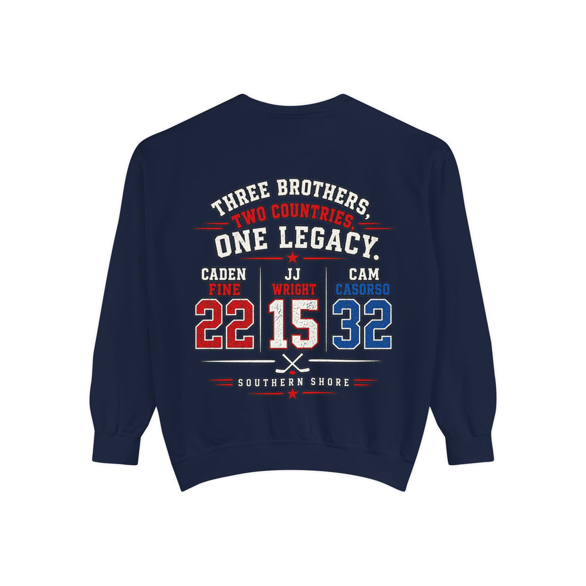 Three Brothers One Legacy Sweatshirt — Personalized Sports Name & Number Crewneck