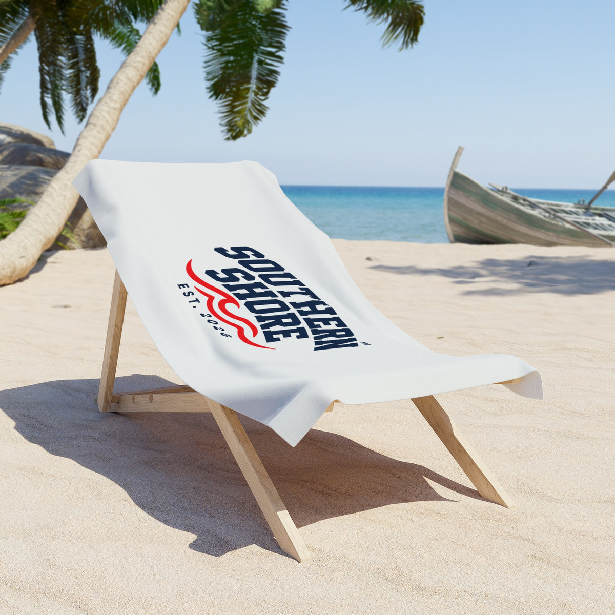 Southern Shore Beach Towel — Nautical Wave Logo, EST. 2026