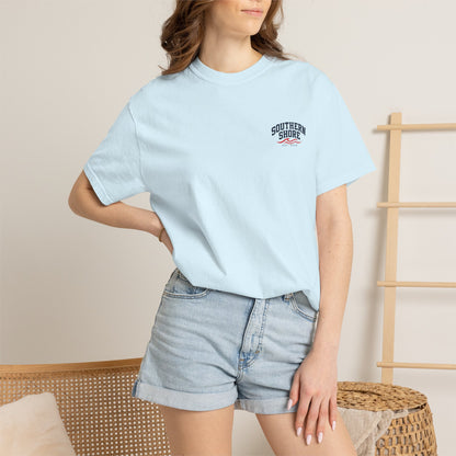 Dock-Blocking Tee — "No One Likes a Dock Blocker" Sunset Marina T-Shirt