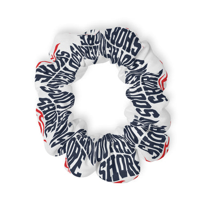 Patriotic Graphic Scrunchie — Red, White & Navy Text Print
