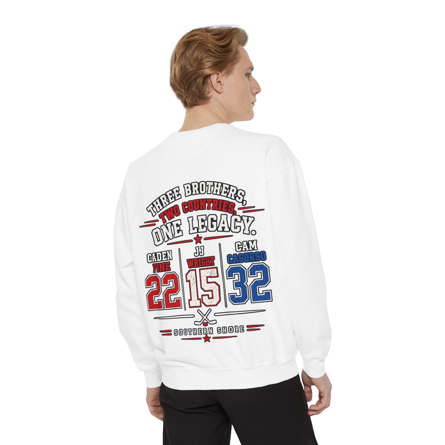 Three Brothers One Legacy Sweatshirt — Personalized Sports Name & Number Crewneck