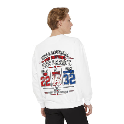 Three Brothers One Legacy Sweatshirt — Personalized Sports Name & Number Crewneck