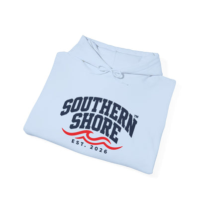 Southern Shore Hoodie — Coastal Vintage Logo Pullover (Est. 2026)