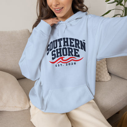 Southern Shore Hoodie — Coastal Vintage Logo Pullover (Est. 2026)