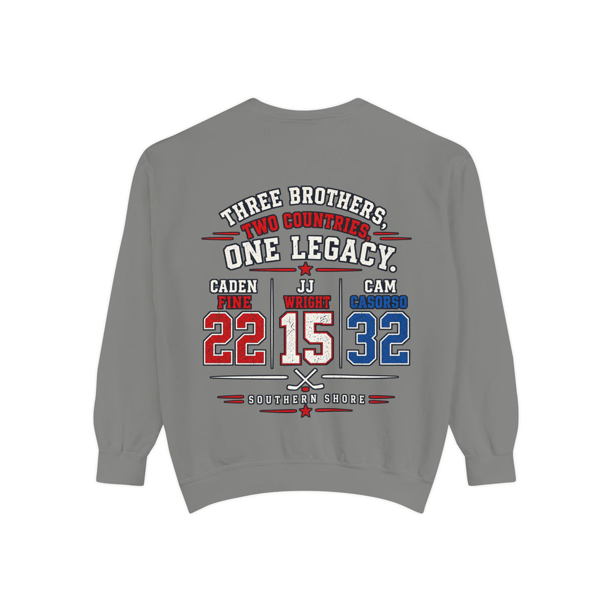 Three Brothers One Legacy Sweatshirt — Personalized Sports Name & Number Crewneck