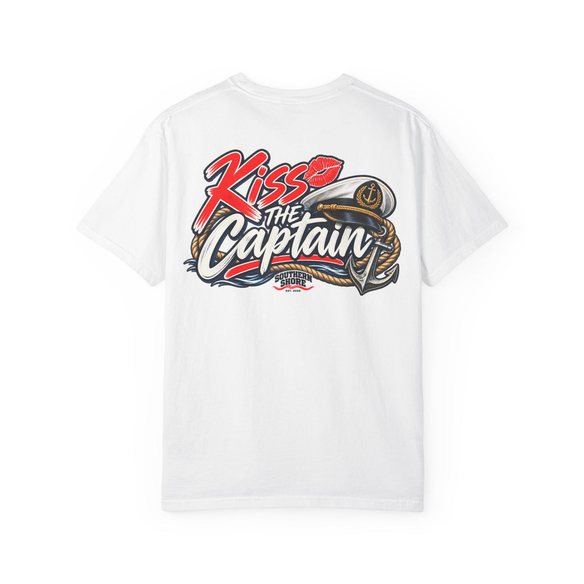 Kiss the Captain Graphic T-Shirt — Nautical Anchor Design