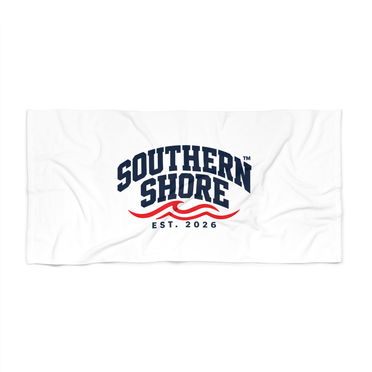 Southern Shore Beach Towel — Nautical Wave Logo, EST. 2026