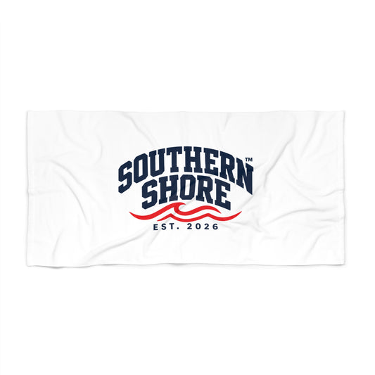 Southern Shore Beach Towel — Nautical Wave Logo, EST. 2026
