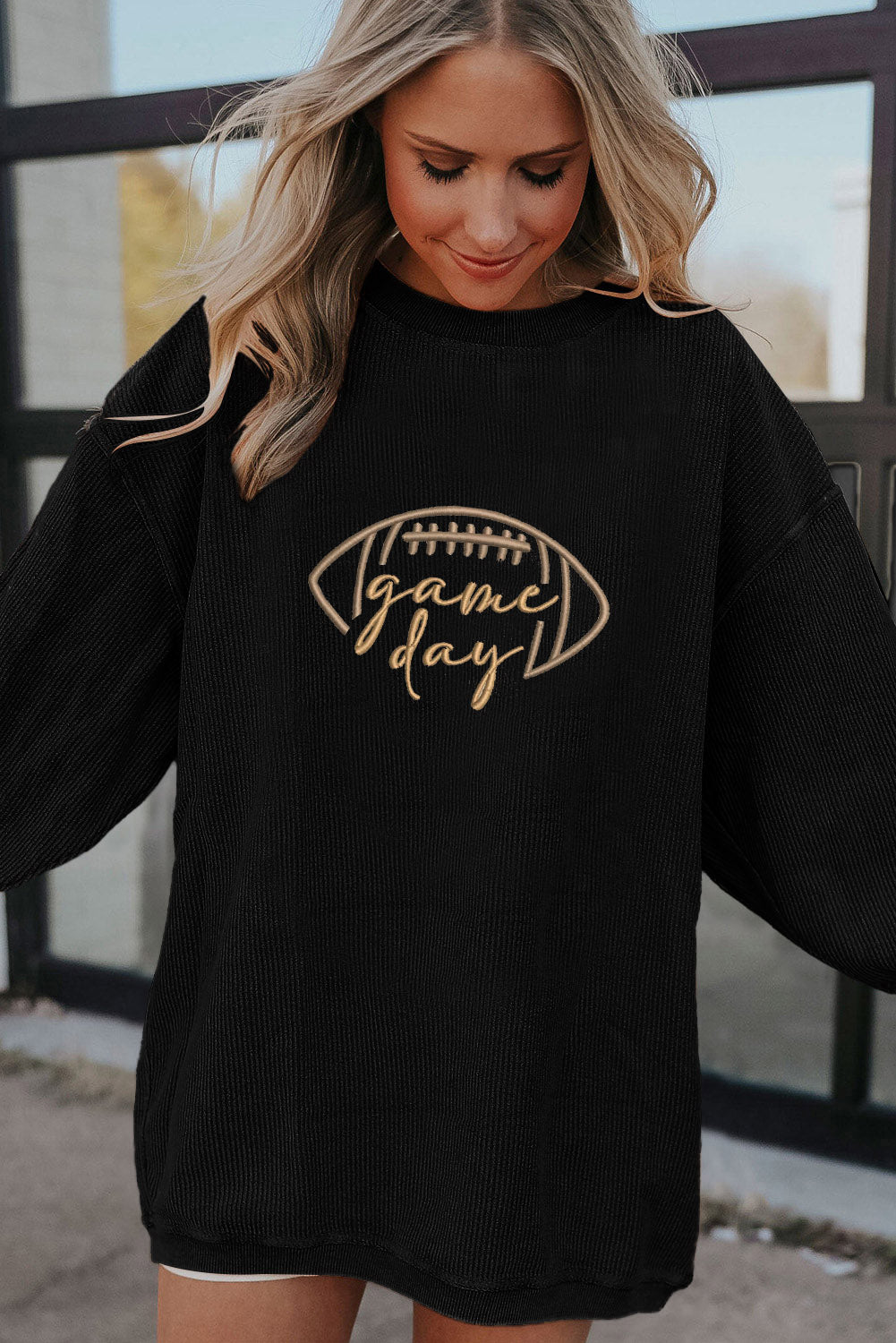 Southern Shore Game Day Embroidered Corduroy Sweatshirt