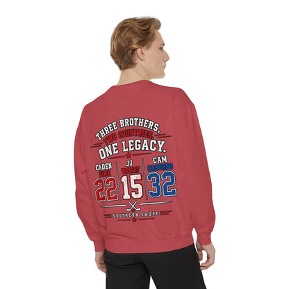 Three Brothers One Legacy Sweatshirt — Personalized Sports Name & Number Crewneck