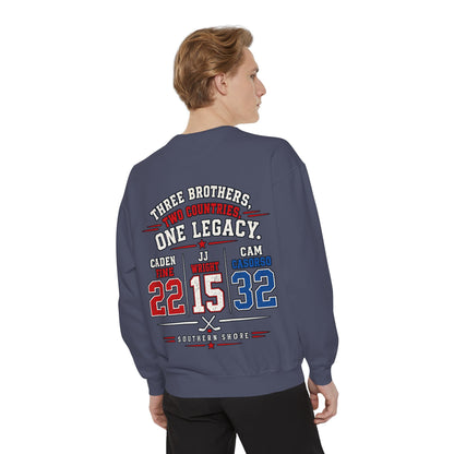 Three Brothers One Legacy Sweatshirt — Personalized Sports Name & Number Crewneck