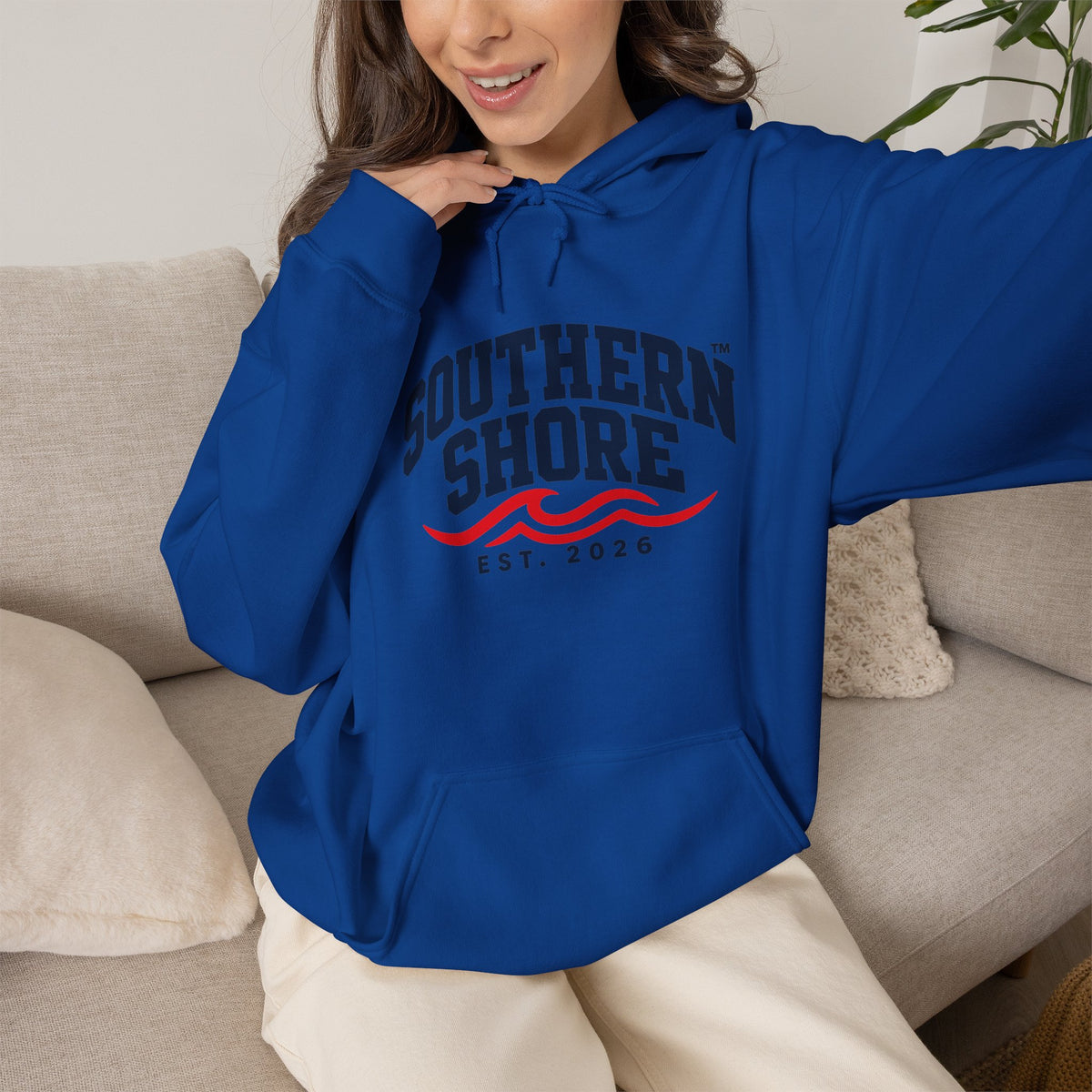 Southern Shore Hoodie — Coastal Vintage Logo Pullover (Est. 2026)
