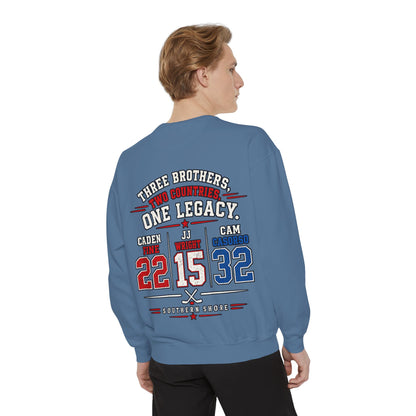 Three Brothers One Legacy Sweatshirt — Personalized Sports Name & Number Crewneck
