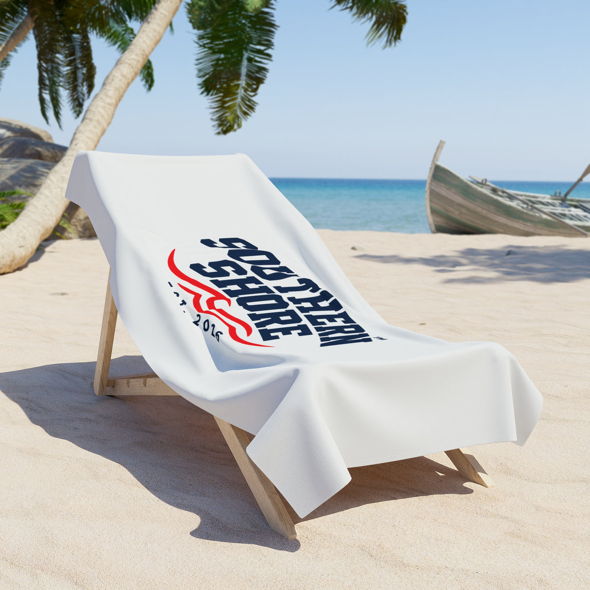 Southern Shore Beach Towel — Nautical Wave Logo, EST. 2026