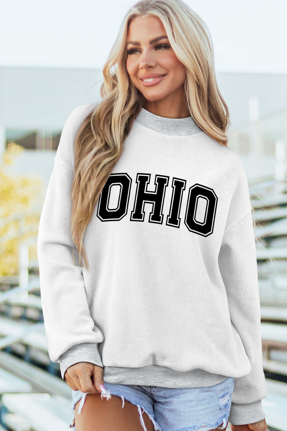 Southern Shore OH/OHIO Double Side Printed Mock Neck Reversible Sweatshirt