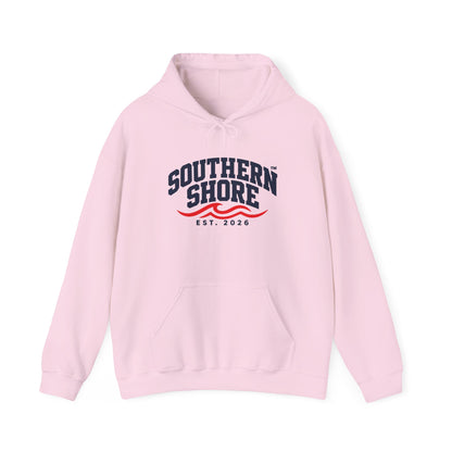 Southern Shore Hoodie — Coastal Vintage Logo Pullover (Est. 2026)