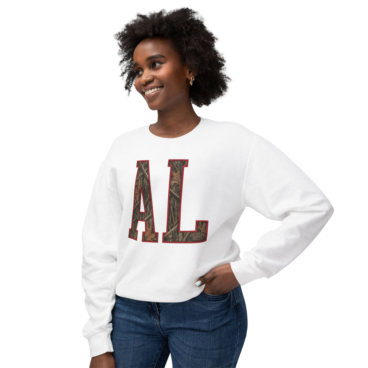 AL Camo Letter Crewneck Sweatshirt