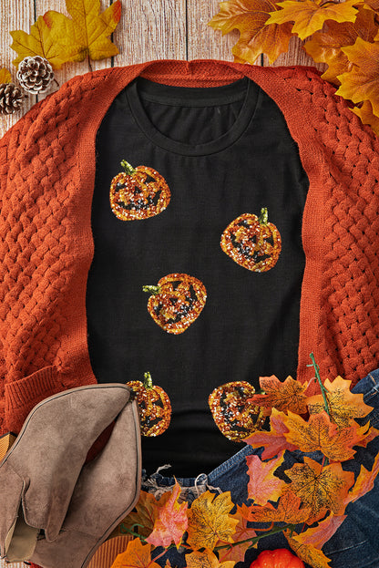 Southern Shore  Sequin Pumpkin Face Halloween Tee