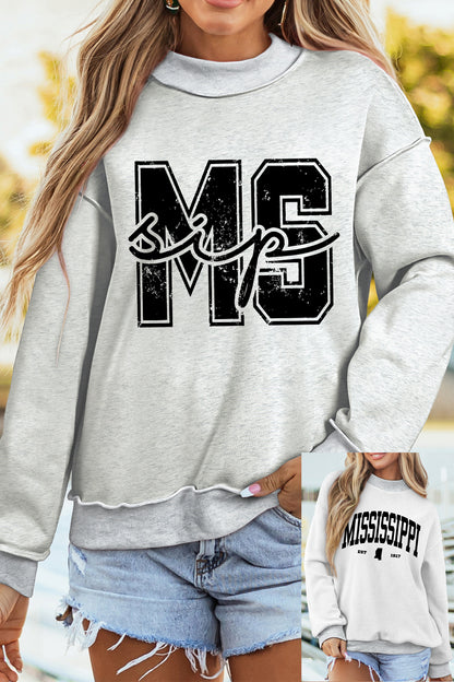 Southern Shore MS/ MISSISSIPPI Double Side Printed Mock Neck Reversible Sweatshirt