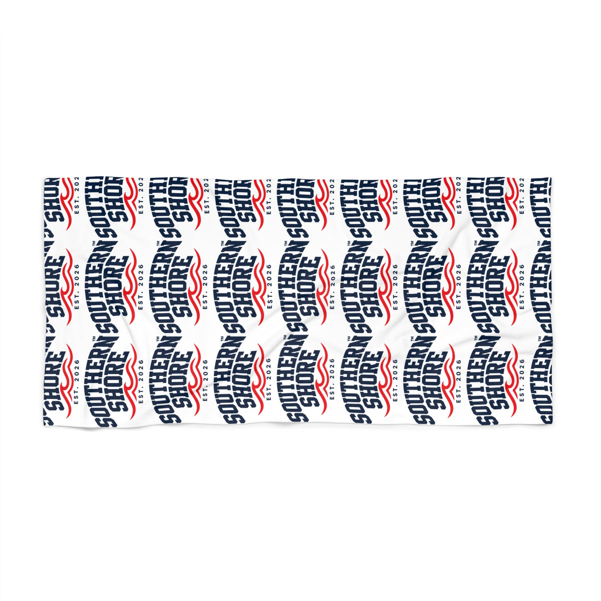 Southern Shore Logo Beach Towel — Nautical Red & Navy Sun/Pool Towel