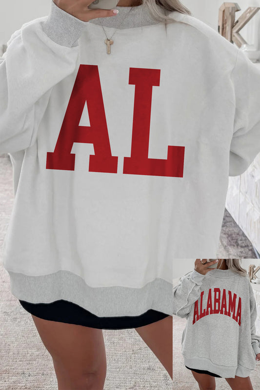 Southern Shore  AL/Alabama MS/Mississippi Reversible Printed Ribbed Patchwork Mock Neck Sweatshirt