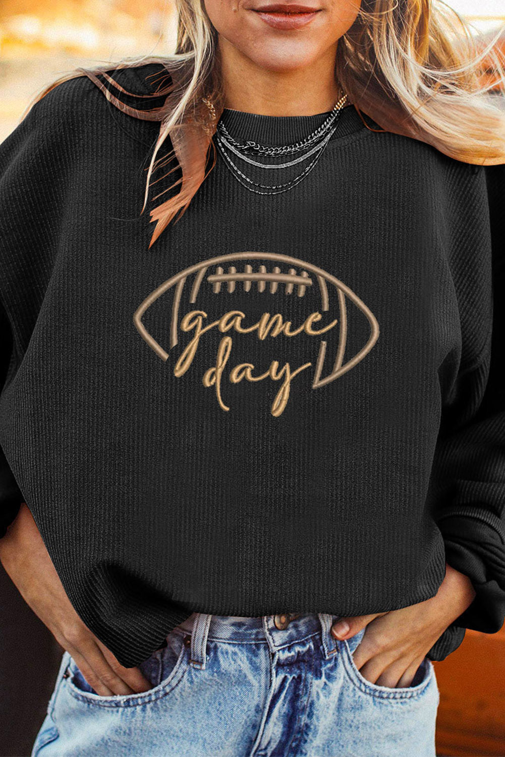 Southern Shore Game Day Embroidered Corduroy Sweatshirt