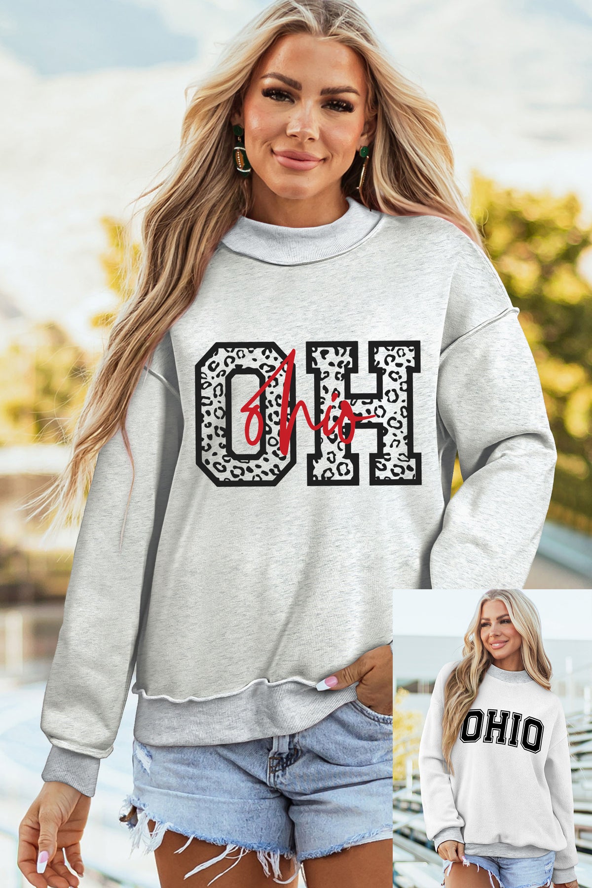 Southern Shore OH/OHIO Double Side Printed Mock Neck Reversible Sweatshirt
