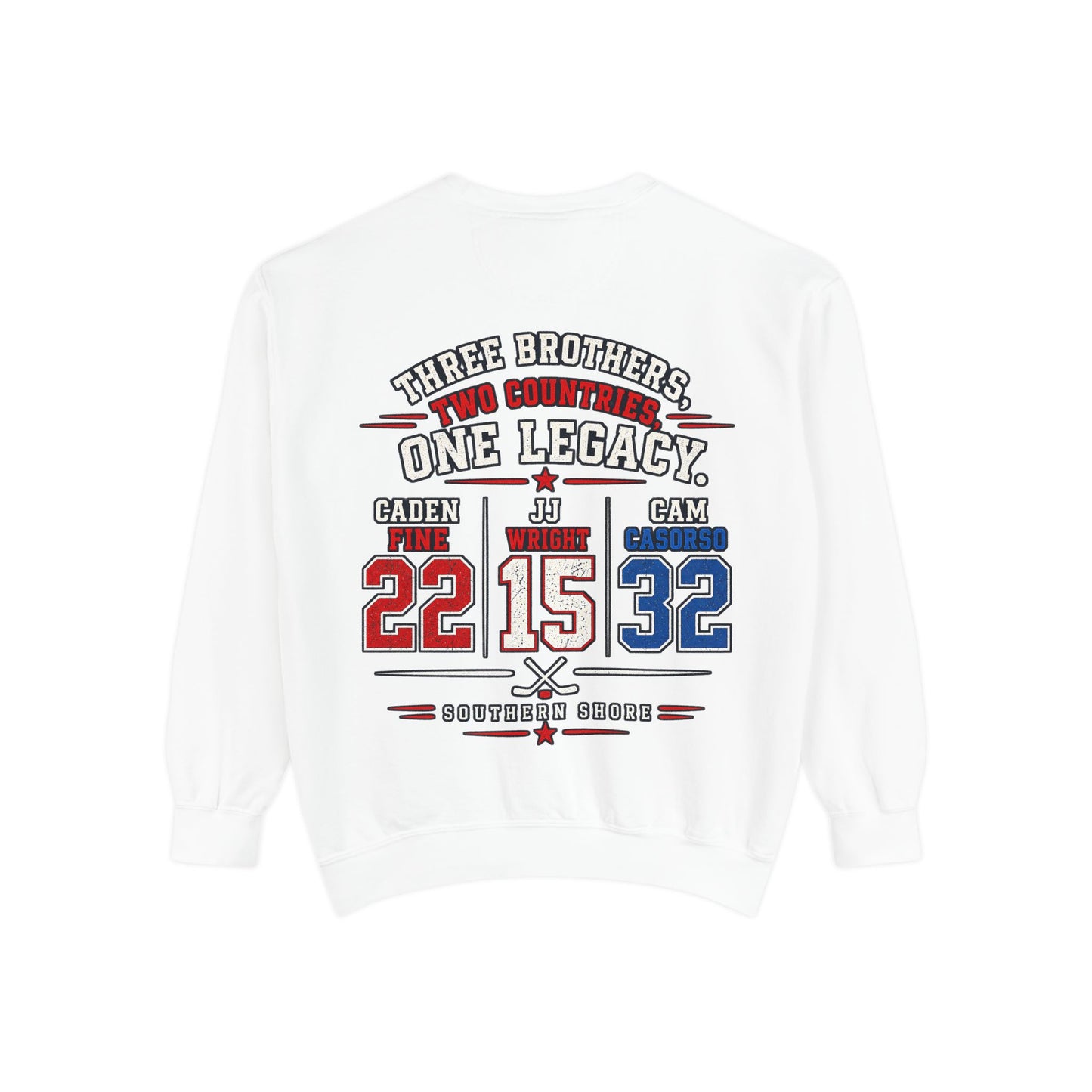 Three Brothers One Legacy Sweatshirt — Personalized Sports Name & Number Crewneck