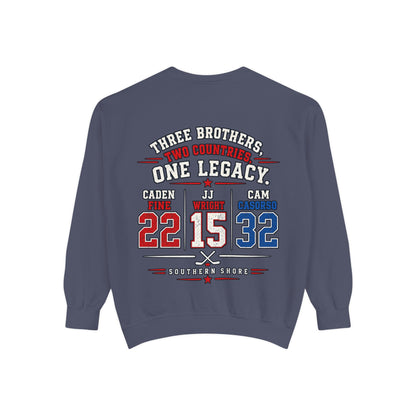 Three Brothers One Legacy Sweatshirt — Personalized Sports Name & Number Crewneck