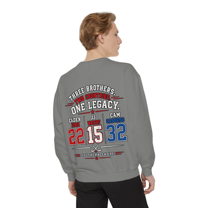 Three Brothers One Legacy Sweatshirt — Personalized Sports Name & Number Crewneck