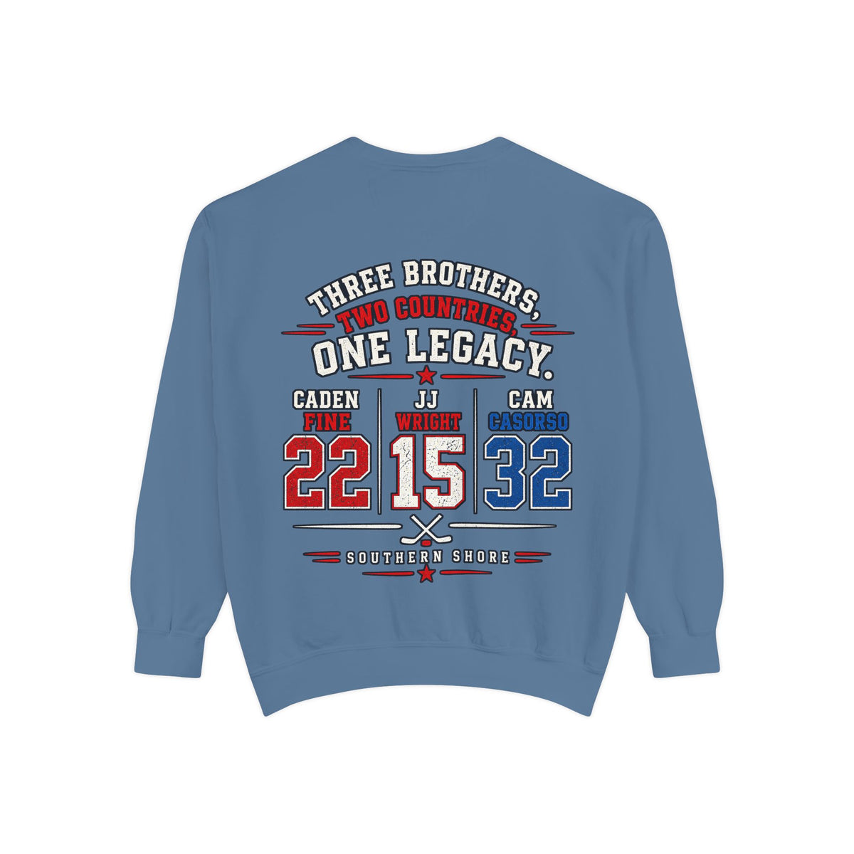 Three Brothers One Legacy Sweatshirt — Personalized Sports Name & Number Crewneck