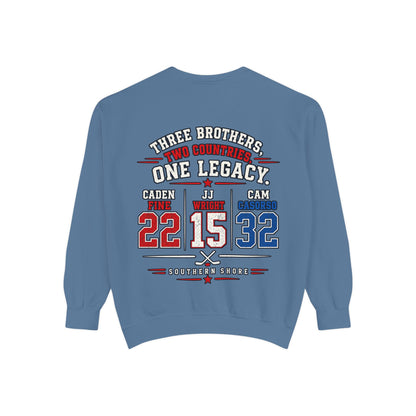 Three Brothers One Legacy Sweatshirt — Personalized Sports Name & Number Crewneck
