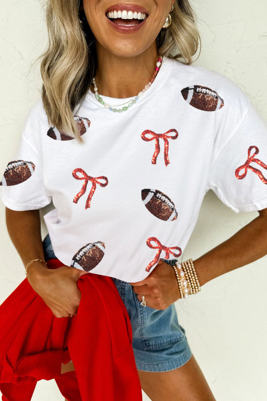 Southern Shore  Sequin Football Bow Print