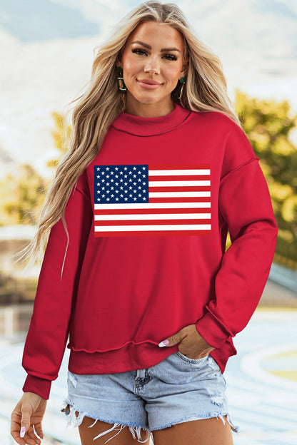 Southern Shore  American Flag/ USA Reversible Mock Neck Sweatshirt