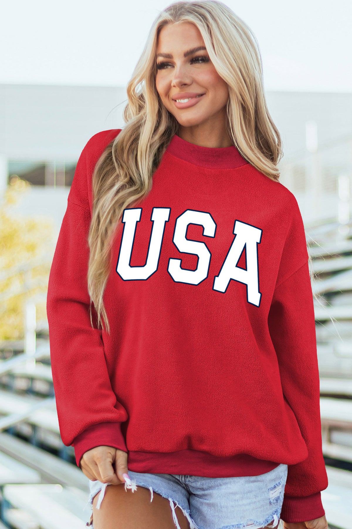 Southern Shore  American Flag/ USA Reversible Mock Neck Sweatshirt