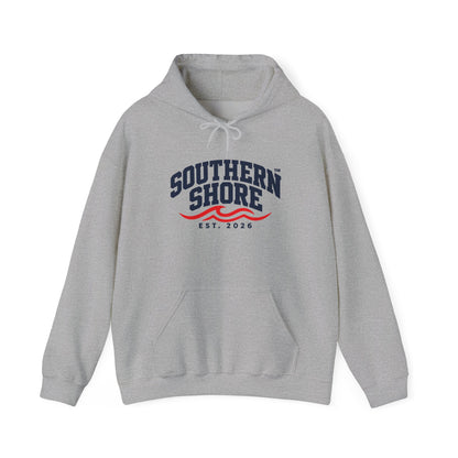 Southern Shore Hoodie — Coastal Vintage Logo Pullover (Est. 2026)