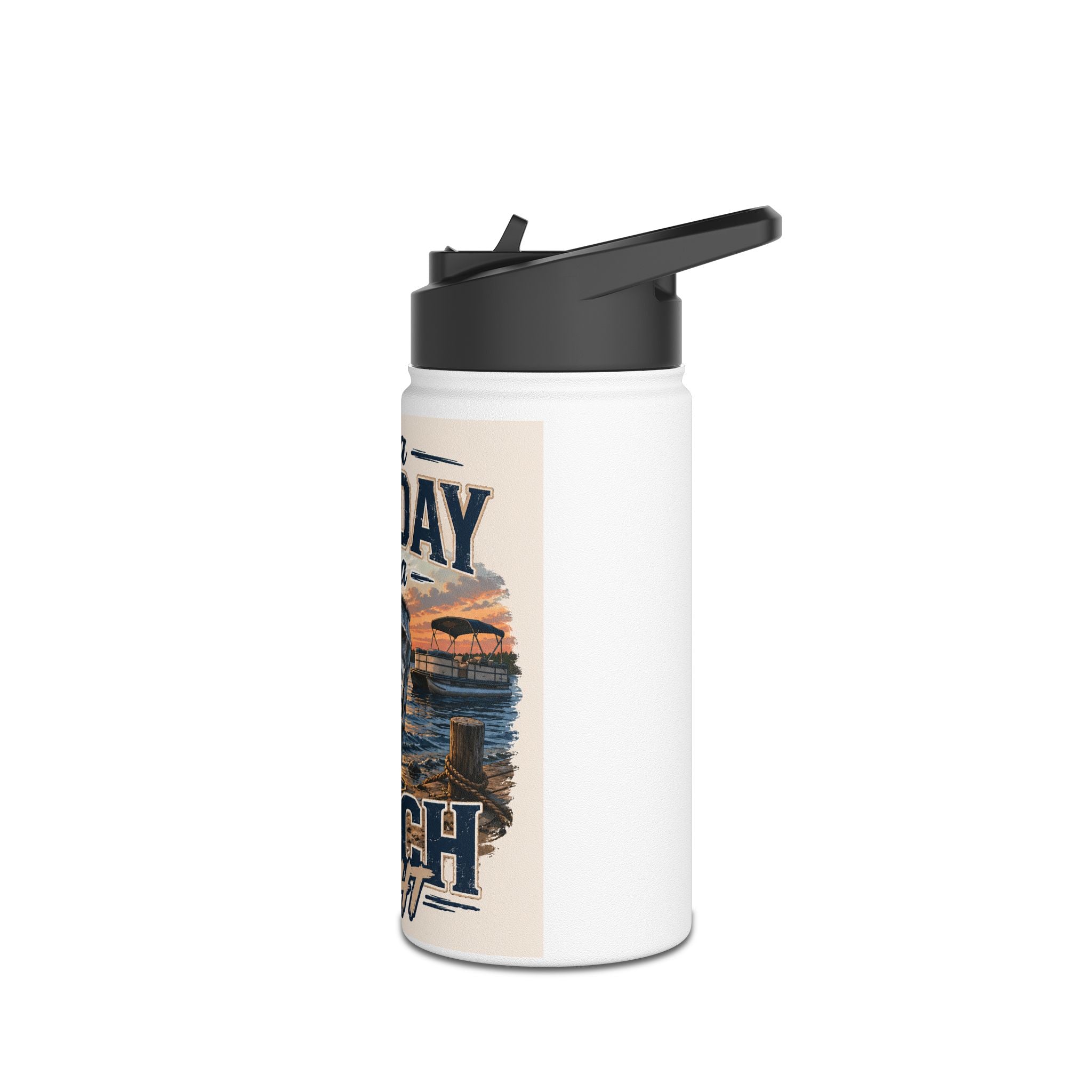 Busch Light Stainless Steel Water Bottle — "It's a Bad Day to Be a Busch Light" Beach Sunset Design