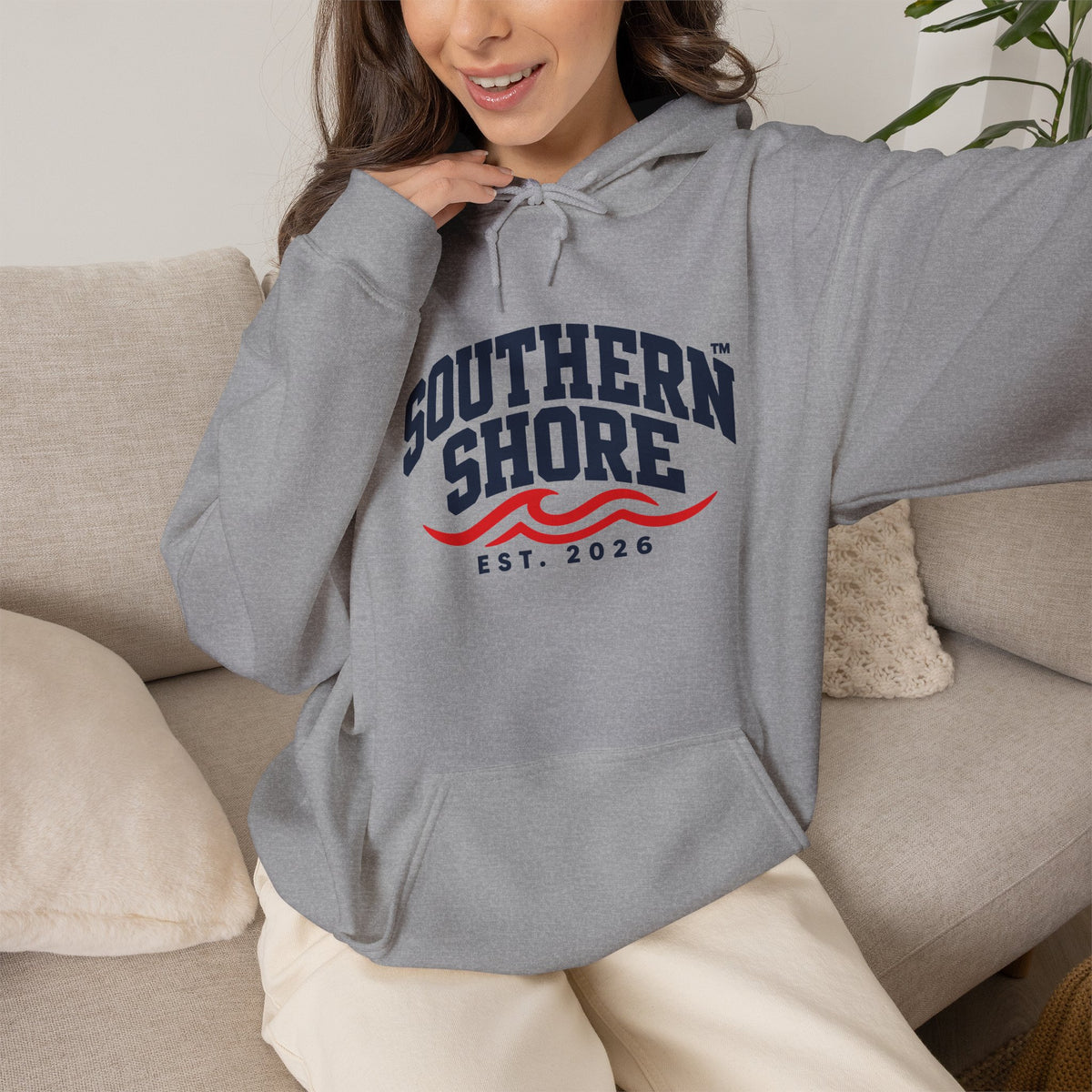 Southern Shore Hoodie — Coastal Vintage Logo Pullover (Est. 2026)