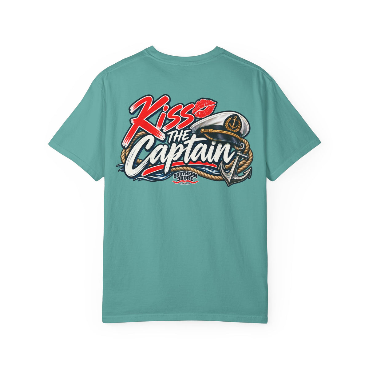 Kiss the Captain Graphic T-Shirt — Nautical Anchor Design