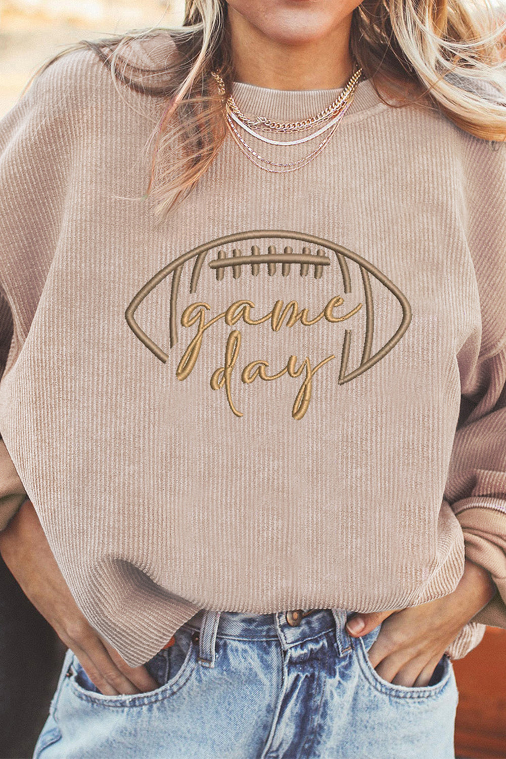 Southern Shore Game Day Embroidered Corduroy Sweatshirt