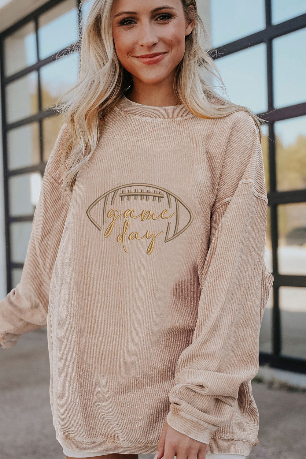 Southern Shore Game Day Embroidered Corduroy Sweatshirt
