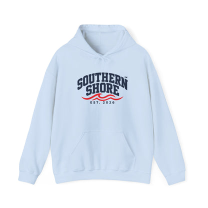 Southern Shore Hoodie — Coastal Vintage Logo Pullover (Est. 2026)