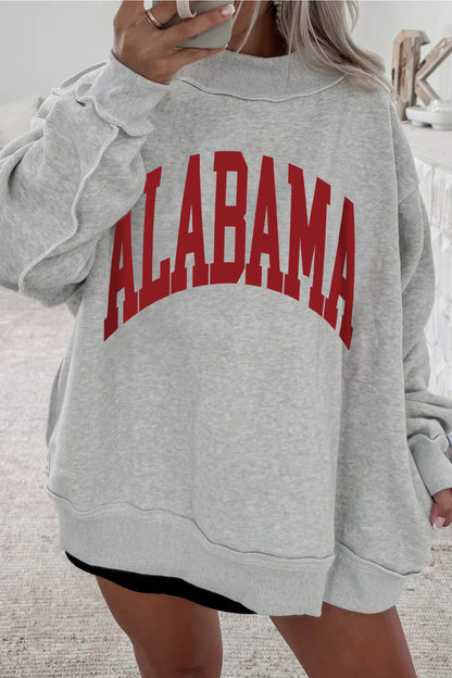 Southern Shore  AL/Alabama MS/Mississippi Reversible Printed Ribbed Patchwork Mock Neck Sweatshirt