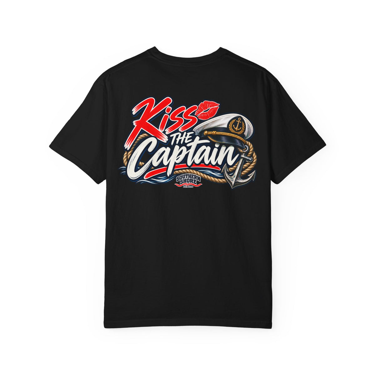 Kiss the Captain Graphic T-Shirt — Nautical Anchor Design